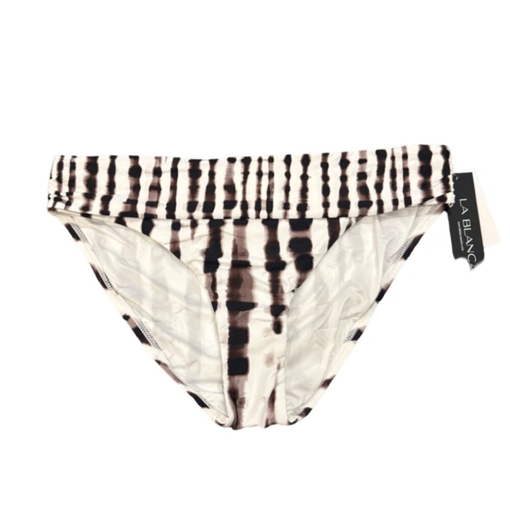 La Blanca Twisted Bamboo Shirred Hipster Bikini Bottoms Swimsuit Size 10